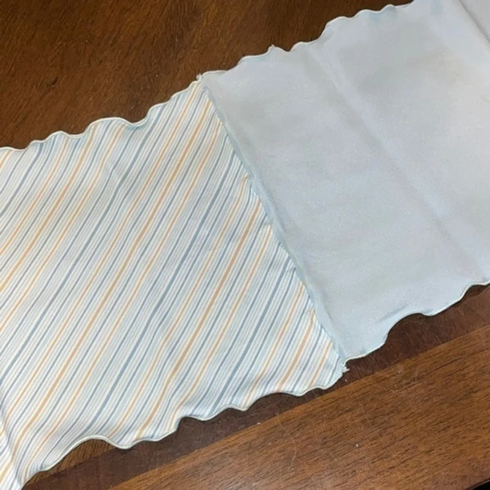Vintage Baby Blue & Golden Yellow Striped Neck Scarf